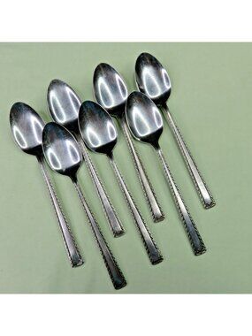 Watertown 7 Place Oval Soup Spoons Unknown Manufacturer Japan Scrolled Edges